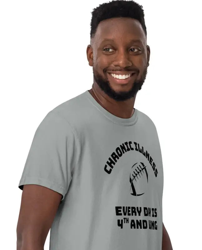 Chronic Illness: Every Day is 4th and Long | Comfort Colors Tee | Funny Spoonie Football T-Shirt | Black Design