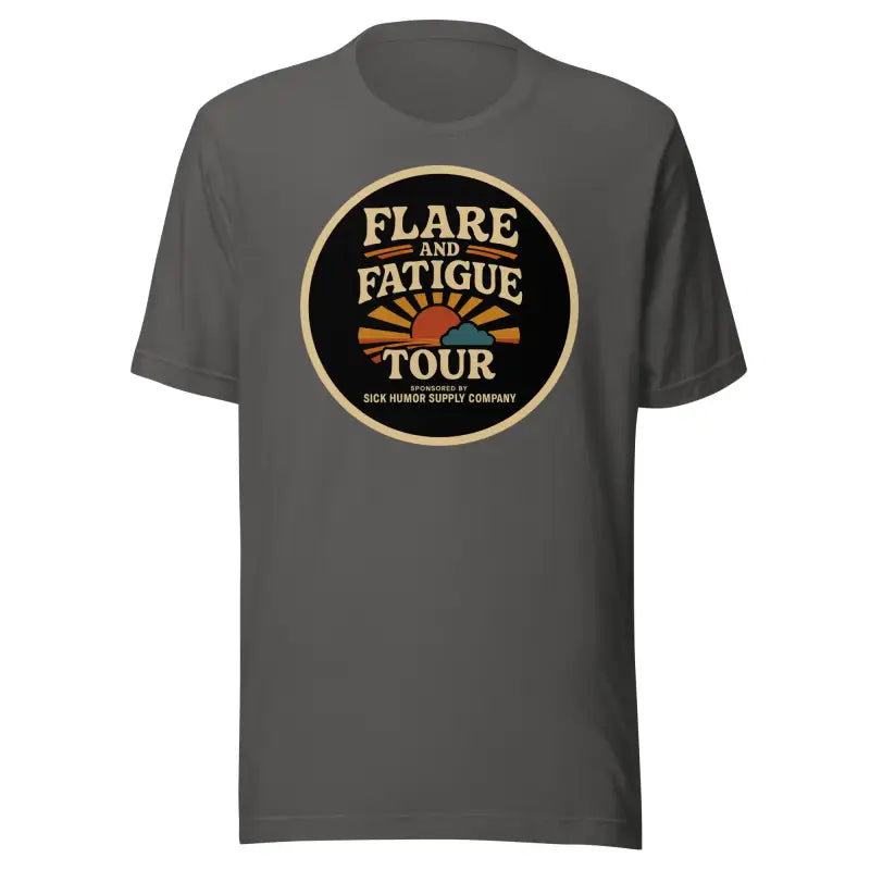 Flare and Fatigue Tour – Retro Sunburst Dark Tee Edition | Funny Chronic Illness Shirt
