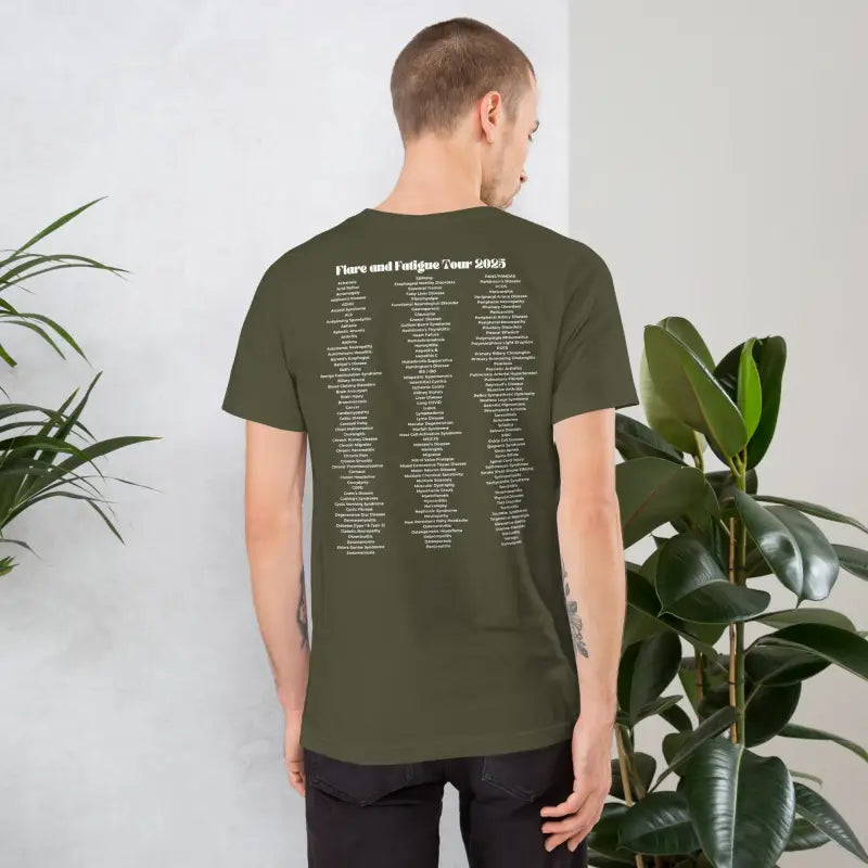 Flare and Fatigue Tour – Retro Sunburst Dark Tee Edition | Funny Chronic Illness Shirt