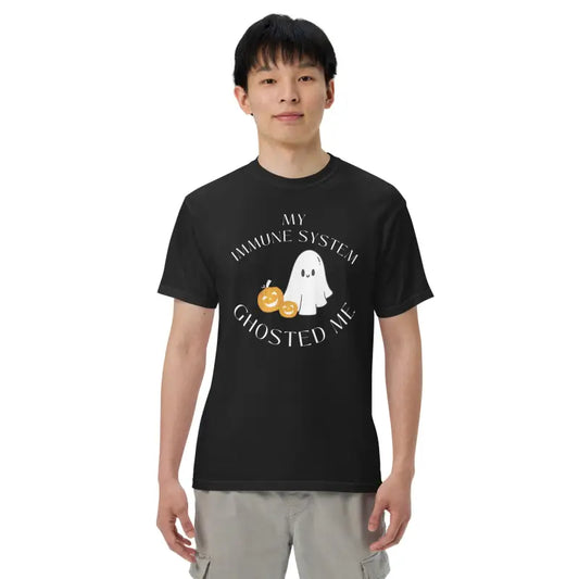 My Immune System Ghosted Me Shirt – Funny Spoonie Halloween Comfort Colors Tee | White Design