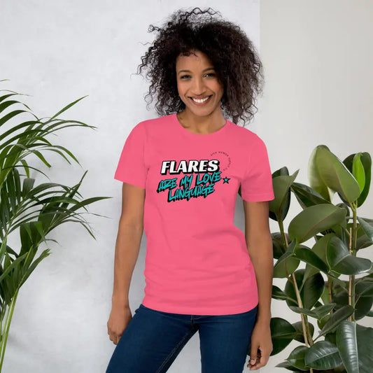 Flares Are My Love Language Bold Comic Graphic T-shirt_Teal Logo