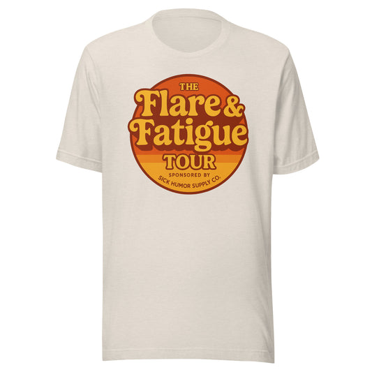 Flare and Fatigue Tour – Retro Sunset Logo Edition | Funny Chronic Illness Shirt