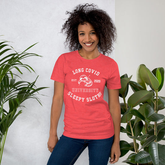 Long COVID University “Sleepy Sloths” Mascot T-shirt_White Logo