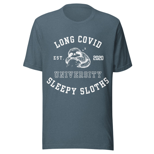 Long COVID University “Sleepy Sloths” Mascot T-shirt_White Logo